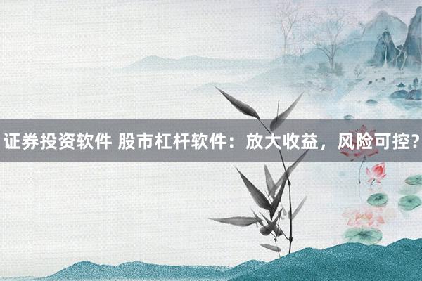 证券投资软件 股市杠杆软件：放大收益，风险可控？