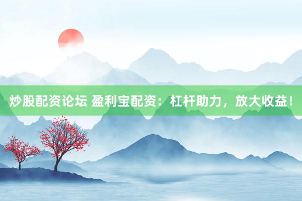 炒股配资论坛 盈利宝配资：杠杆助力，放大收益！