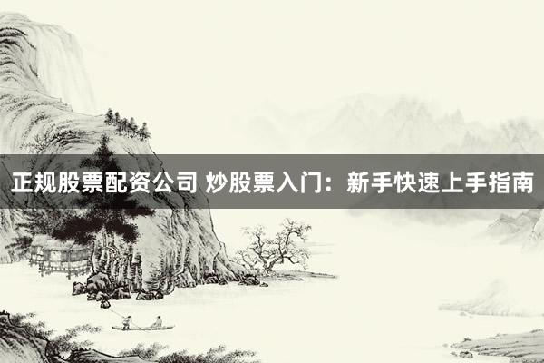 正规股票配资公司 炒股票入门：新手快速上手指南
