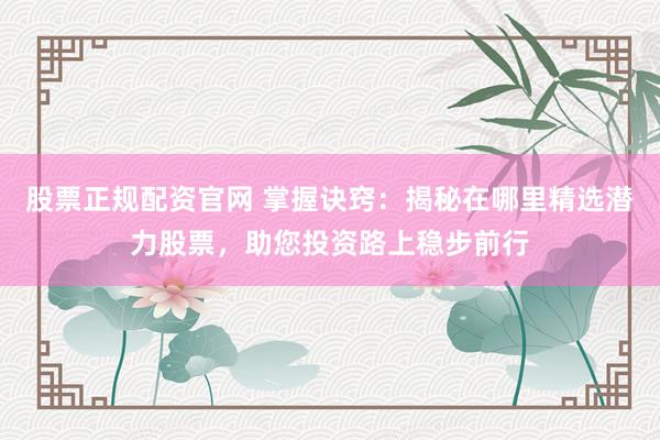 股票正规配资官网 掌握诀窍：揭秘在哪里精选潜力股票，助您投资路上稳步前行