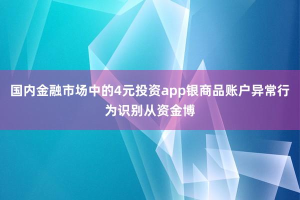 国内金融市场中的4元投资app银商品账户异常行为识别从资金博