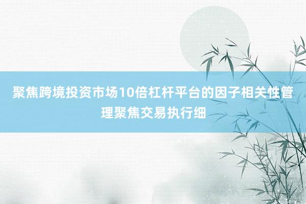 聚焦跨境投资市场10倍杠杆平台的因子相关性管理聚焦交易执行细