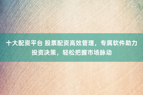 十大配资平台 股票配资高效管理，专属软件助力投资决策，轻松把握市场脉动