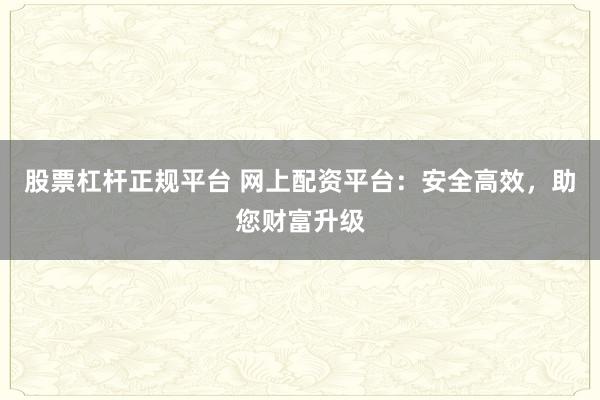 股票杠杆正规平台 网上配资平台：安全高效，助您财富升级
