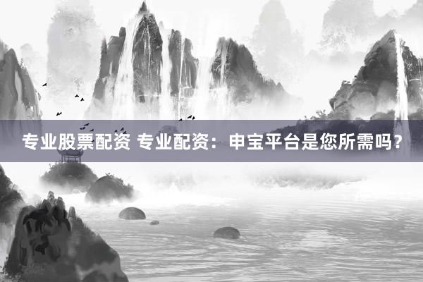 专业股票配资 专业配资：申宝平台是您所需吗？